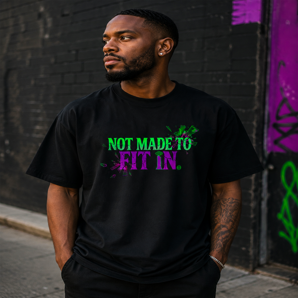 Not Made To Fir In Organic Oversized High Neck Streetwear Tee – Unisex
