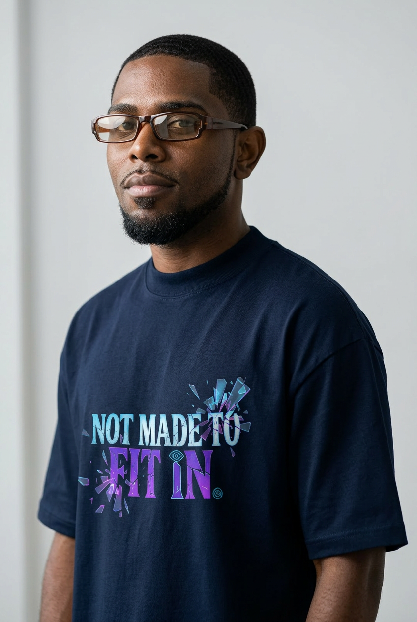 Not Made To Fir In Organic Oversized High Neck Streetwear Tee – Unisex