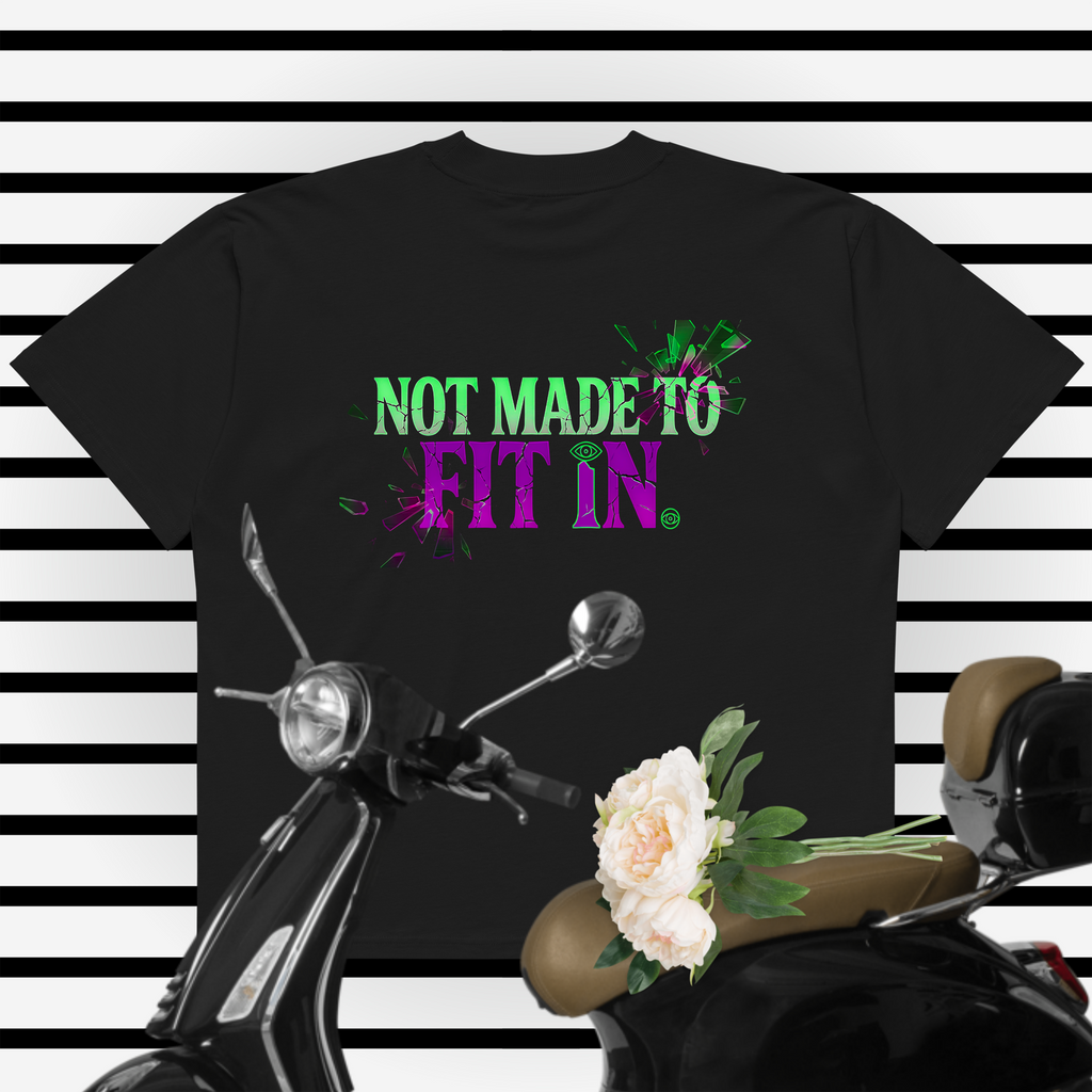 Not Made To Fir In Organic Oversized High Neck Streetwear Tee – Unisex